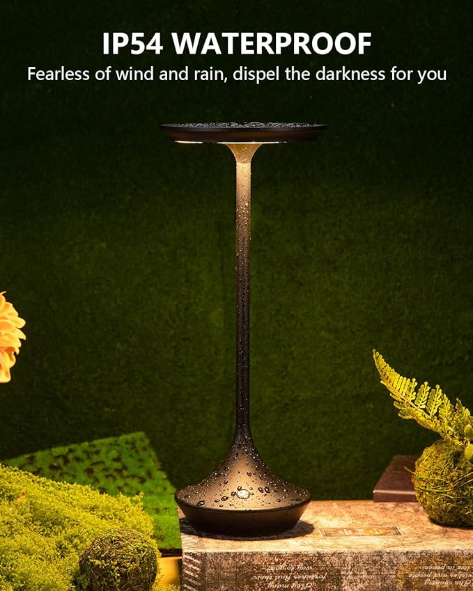 Rechargeable Cordless Table Lamps, Portable 4000mAh Battery Table Lights, 3 Color Stepless Dimming LED Wireless Desk Light with Memory Function for Outdoor/Dinner/Bar/Restaurant/Camping