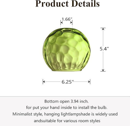 6.3 Inch Replacement Hammer Dark Green Glass Lamp Shade Light Fixture for 3 Pack Replacement Wall Sconce Pendant Light Ceiling Light Chandelier Shade,Factory Outlet