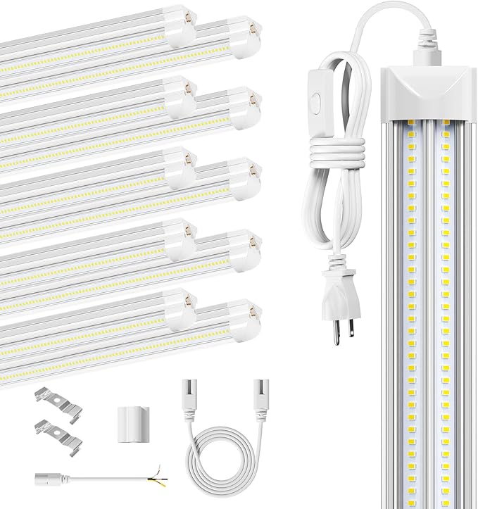 8' Led Shop Lights,Super Bright 19500LM 100W 5000K 8FT Led Shop Light, Linkable 8FT Garage Ceiling Lights for Garage Ceiling Workshop Warehouse
