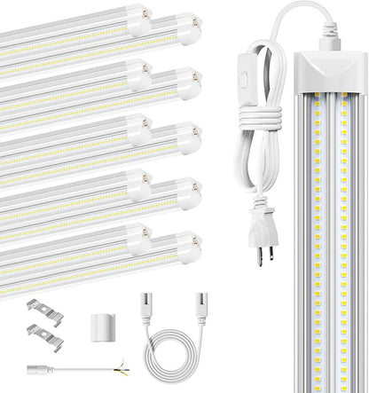8' Led Shop Lights,Super Bright 19500LM 100W 5000K 8FT Led Shop Light, Linkable 8FT Garage Ceiling Lights for Garage Ceiling Workshop Warehouse
