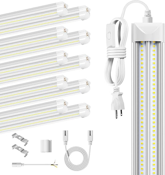 8' Led Shop Lights,Super Bright 19500LM 100W 5000K 8FT Led Shop Light, Linkable 8FT Garage Ceiling Lights for Garage Ceiling Workshop Warehouse