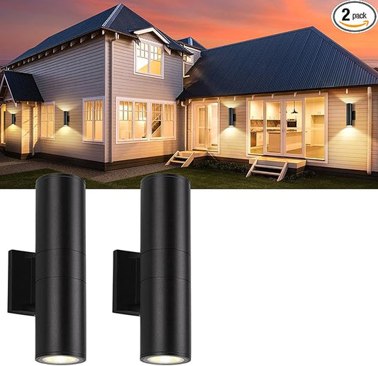 2 Pack 14inch Outdoor LED Wall Lights,Day White 4000K 1800LM Up&Down Outdoor Wall Light Aluminum Body Waterproof IP65 E26 Base led Porch Light for Wall Patio Garage Garden