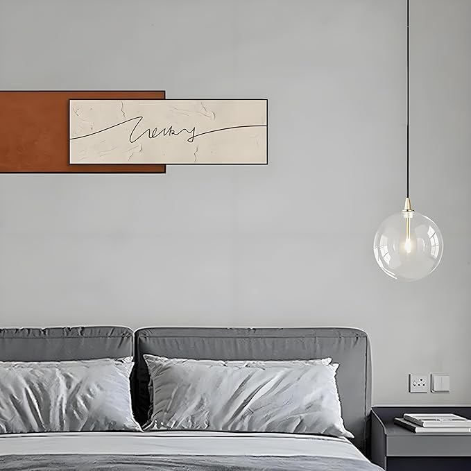 Minimalist Transparent Glass Ball Pendant Light in Gold Finish, Height Adjustable G4 LED Ceiling Haning Light for Dining Room & Living Room (25CM)