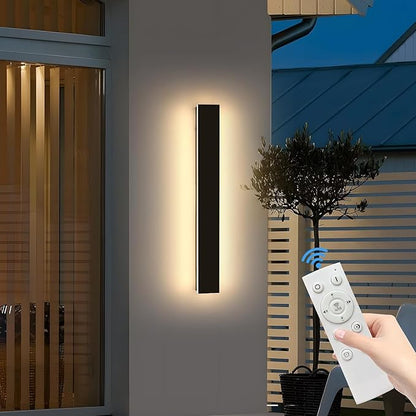 23.6inch Exterior Wall Lights for House, Modern Outdoor Wall Sconce, Dimmable 3000K-6000K, IP65 Waterproof, Outside Long Strip Light, Wall Mount Lighting for Porch, Garage with Remote Control