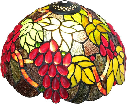 Tiffany Style Lamp Shade, 12 Inch Harvest Grapes Stained Glass Lamp Shade Replacement Vintage Lamp Cover Accessories Fit for Table Lamp Pendant Light Ceiling Light