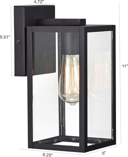 MICSIU 2 Pack Outdoor Light Fixture, Black Exterior Sconce Light with E26 Base Socket, 11 Inch Outside Wall Mount Lights for House, Yard, Shop, Doorway, Pathway, Balcony
