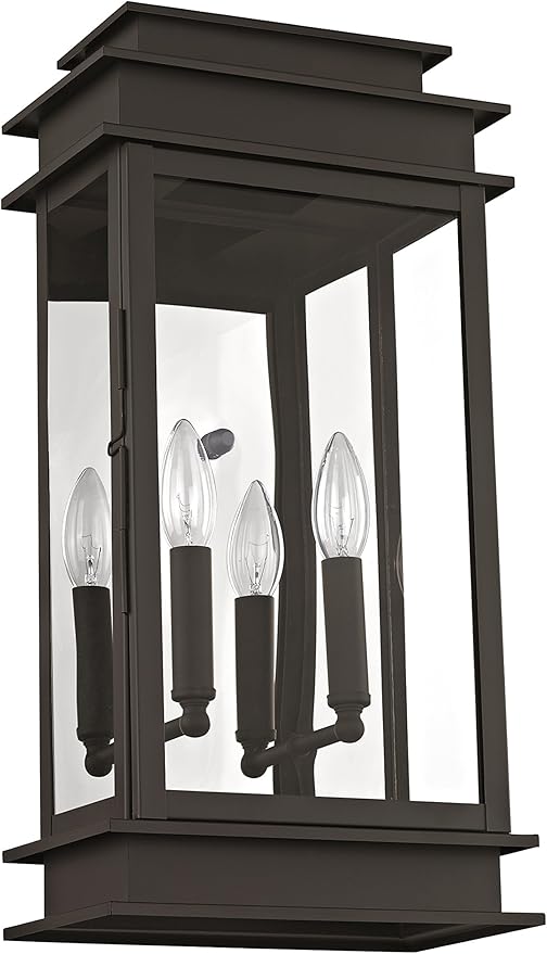 Livex Lighting 2018-07 Princeton Outdoor Wall Lantern,Bronze,19" x 8.3" x 12.2"