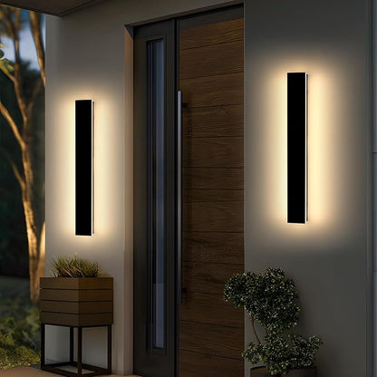 Mikeru 2 Pack 23.6inch Modern Outdoor Wall Sconce, 3000K/4500K/6000K 3 Color Temperature LED Exterior Light Fixtures, Modern Long Porch Lights Wall Sconce for Garage, Doorway, Porch, Patio