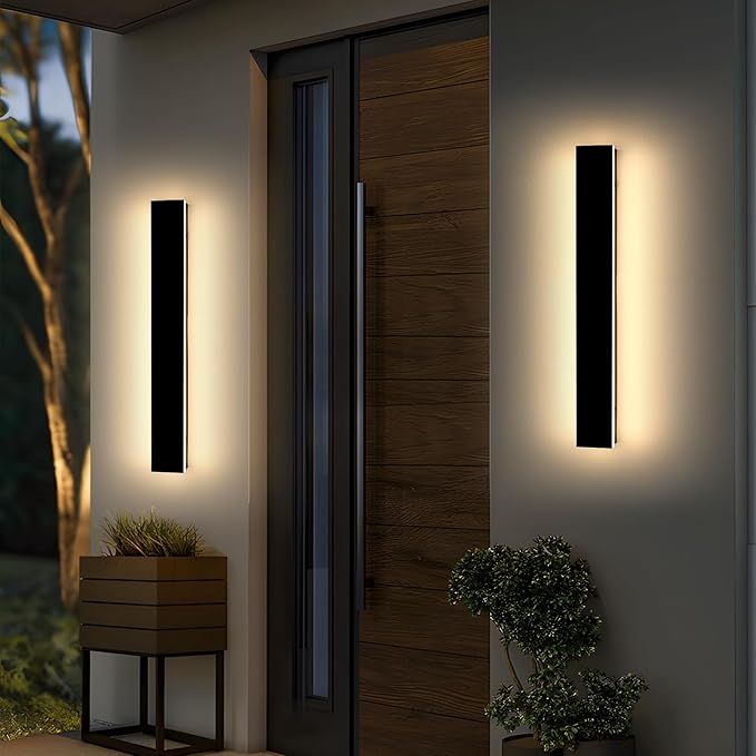 Mikeru 23.6inch Outdoor Wall Light Fixtures, 3000K/4500K/6000K Three Colors Switchable Modern Exterior Wall Sconces Acrylic Invisible Outdoor Lights for Porch