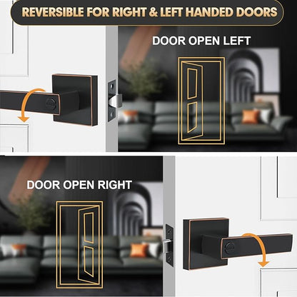 Privacy Door Levers, 1 Pack Oil Rubbed Bronze Door Handles Interior Heavy Duty Bed and Bath Keyless Door Locksets, Reversible for Left Right Handed Doors