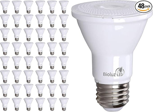 Bioluz LED PAR20 Bulbs 5000K Daylight 90 CRI 5.5W = 75W Replacement Dimmable LED Light Bulbs, 500 Lumens, UL Listed, Title 20, 48-Pack - Incandescent & Daylight Light Bulbs