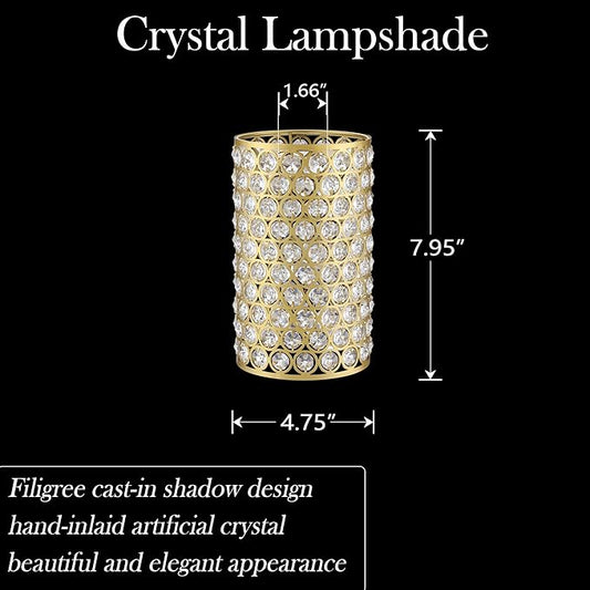 Doraimi Lighting 2 Pack Polyhedral Crystal Metal Pendant Ceiling Chandelier Wall Sconce Lamp Replacement Covers Shade Fixture Gold Finish,1.66" Fitter Size,7.9" high*4.8" Diameter