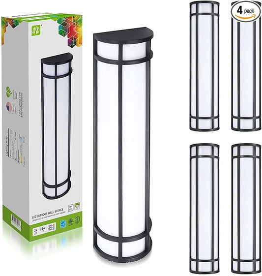 ASD LED 24" Half Cylinder Wall Light, Outdoor Patio Sconce | 3CCT, Stainless Steel, Waterproof, Energy Star, ETL Listed | 24W 1970LM 3000-5000K 100-277V | Exterior Lighting | Dark Bronze, 4 Pack