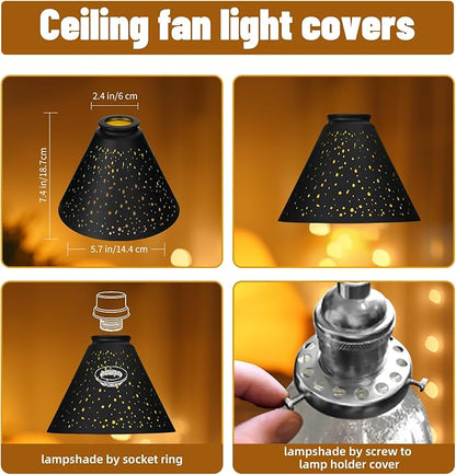 Pendant Light Shade, ALUCSET Trumpet Star Iron Lampshade Fitter 2.4 inch Height 7.4 Inch Bottom Diameter 5.7 Inch Fits Bedroom Lving Room and Bathroom for Chandelier Shades Wall Sconces Series 2 Packs