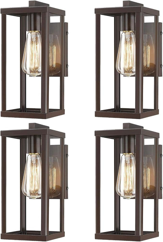 Outdoor Wall Lantern, Exterior Wall Mount Lights, Outdoor Wall Sconces, Wall Lighting Fixture (Oil Rubbed Bronze, 4 Pack)