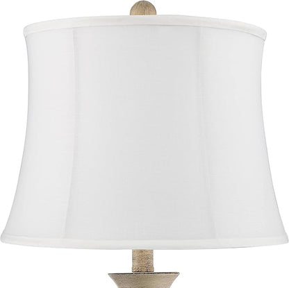 Regency Hill Serena Traditional Country Cottage Table Lamps 27 1/2" Tall Set of 2 Beige Gray Turned Vase White Softback Drum Shade for Bedroom Living Room House Bedside Nightstand Office