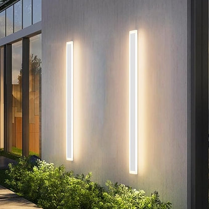 Aipsun Outdoor Lights 2 Pack,Modern Outdoor Wall Light Fixture Long Strip White LED Wall Sconces IP65 Anti Rust Warm Light 3000K Exterior Wall Mount Lights for Entrance, Hallway, Garage, Porch