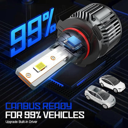 Compatible For Jeep Grand Cherokee High and Low Beams Light Bulbs 1999 2000 2001 2002 2003 2004 2005 2006 2007 2008 2009 2010, 6500K White, 500% Brightness, Plug n Play, for Off-Road Use Only, 4 PCS