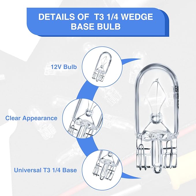 Honoson 1/4 Wedge Base 12V 5W Bulb Clear Krypton Light Bulb for Landscape, RV and Cabinet Lighting (10 Pieces)