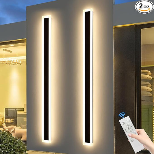 Mikeru Upgraded Widened 2pack 71inch Long Led Wall Light Fixtures, 10%-100% Dimmable Outdoor Wall Lights Exterior Front Porch Light 3000-6000k Outdoor Light Fixtures Wall Mount for Basement, Garage