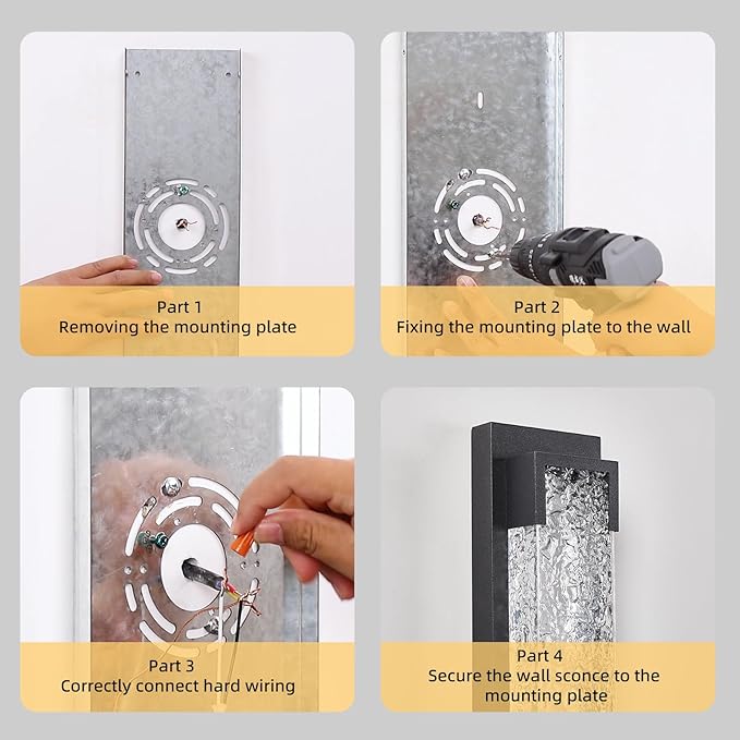 Hyunbae Outdoor Wall Light, 18.9" Large LED Modern Outdoor Wall Sconce, Waterproof Exterior Lighting Fixture with Acrylic Water Ripple Lamp 2700K Outdoor Porch Lights for House, Garage Dimmable