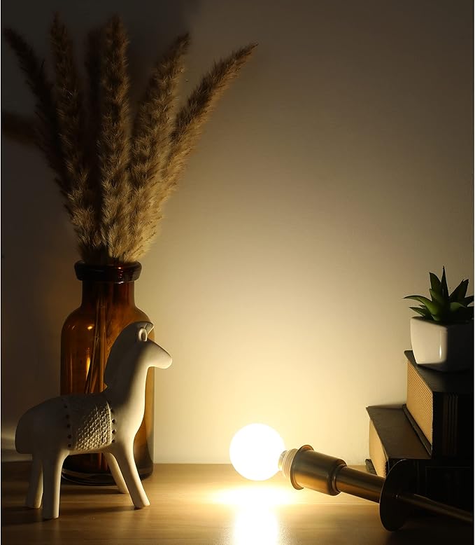 Leools Dimmable G16.5 LED Frosted Bulbs,4W Equal 40 Watt Light Bulb,400lm,Soft White 3000K,Frosted Glass,E12 Globe Light Bulb for Pendant,Vintage LED Filament Candle Bulb with Decorative,6Pcs