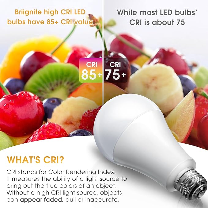 Briignite 3 Way LED Light Bulbs 50 100 150W Equivalent, 3 Way Light Bulbs, Three Way A21 E26 Medium Base, Soft White 3000K, 800lm-1400lm-2000lm, 2 Pack