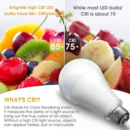 Briignite 3 Way LED Light Bulbs 50 100 150W Equivalent, 3 Way Light Bulbs, Three Way A21 E26 Medium Base, Soft White 3000K, 800lm-1400lm-2000lm, 2 Pack