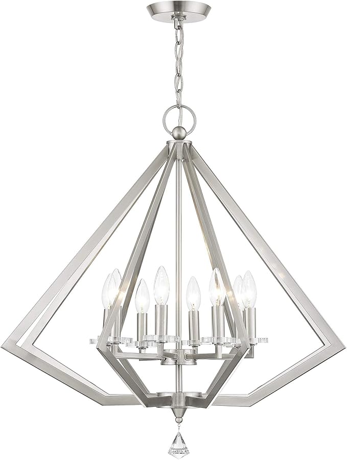Livex Lighting 50668-91 Diamond 8-Light Chandelier, Brushed Nickel