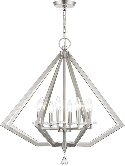 Livex Lighting 50668-91 Diamond 8-Light Chandelier, Brushed Nickel