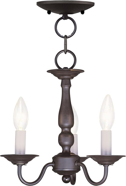 Livex Lighting 5009-07 Williamsburgh 3-Light Convertible Hanging Lantern/Ceiling Mount, Bronze