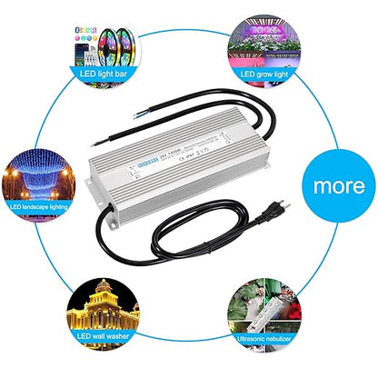 LED Driver 24V1400W Waterproof Power Supply AC90-132V to DC24V58A High Power Switching Power Supply IP67 Transformer Suitable for Indoor and Outdoor LED Lighting and Any 24V DC Equipment