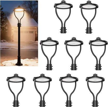 9 Pack LED Post Top Light, Selectable Wattage (150W/120W/90W) & Color Temperature (3000K/4000K/5000K), DLC & ETL Listed, 22500LM with Photocell, IP65 Waterproof for Yard and Street