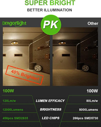 DragonLight 100W Commercial Grade Corn LED Light Bulb(700 Watt Equivalent) E26/E39 Large Mogul Base LED Lamp 3000K Warm White 12,000LM for High Bay Area Lighting