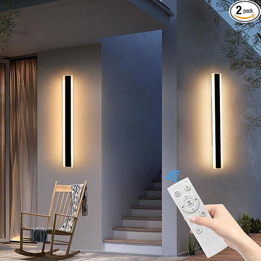 Mikeru 2pack 39inch Outdoor Wall Light Fixtures, 10%-100% Dimmable Outdoor Wall Lights Exterior Front Porch Light 3000-6000k Wall Mounted Led Lighting for Basement, Shop,Garage Lighting