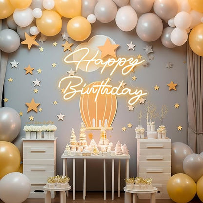 30" x 21" Happy Birthday Neon Sign Large Happy Birthday LED Neon Light Signs with Dimmable Switch 12V Power Adapter for Party Wall Decoration Bar Rave Home Decor Backdrop(Warm White,30" x 21")