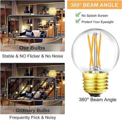 Leools Dimmable g16.5 led Bulb 40W g16 1/2 led Edison Bulb 2700K 4W e26 led Globe Bulb for Ceiling Fan,Chandelier,Vanity Light Bulb AC120V G50 400lm 6Pack