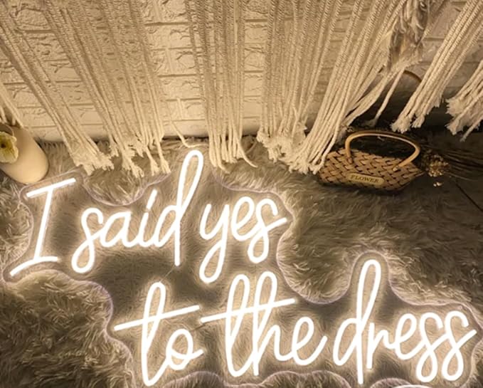 I Said Yes To The Dress Neon Sign, Custom Wedding Dress Shopping LED Neon Light, Bridal Shower Business Store Decor Bride To Be Decorations Size:20"x11"