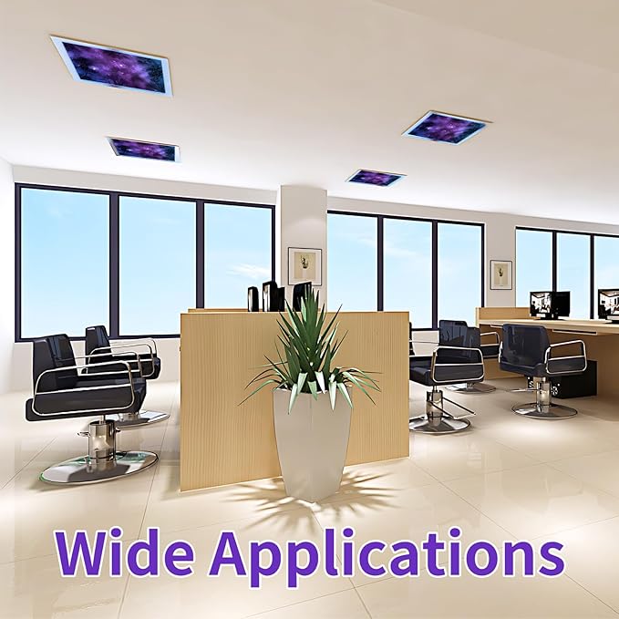2pcs Fluorescent Light Covers - Light Covers for Ceiling Lights Classroom, Magnetic Light Filters for Office, Hospitals, Home 4 x 2 Feet (purple nebula)