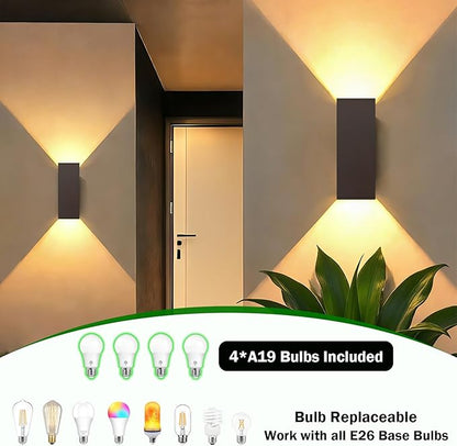 2 Pack Up Down Outdoor Wall Lights, Patio Wall Light Fixture, Oil Rubbed Bronze Porch Lights Outside Wall, Anti Rust Waterproof Outdoor Wall Sconce for Garage, Balcony, Backyard - ETL