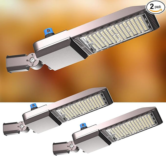 Lightdot 320W (350x1W) LED Parking Lot Lights 48000Lm 5000K Parking Lot Lights Slip Fitter Mount Outdoor 6KV SPD Smart Dusk to Dawn LED Pole Lighting for Parking Lot/Driveway-2Pack 7Yrs Warranty
