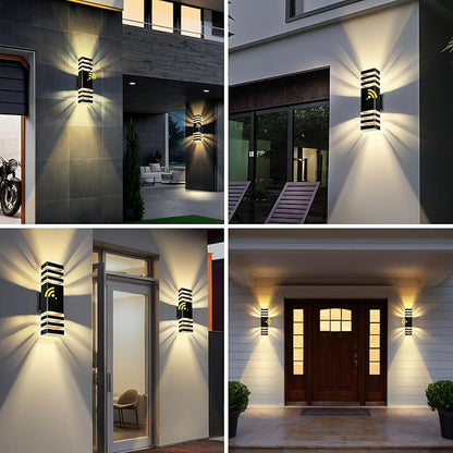 LED Square Up & Down Wall Lights 2 Pack 15inch,Outdoor Wall Lights 3000K Aluminum Body Waterproof IP65 Exterior Light Fixtures Wall Mount, Up Down Porch Lights Outdoor for House Porch Garage