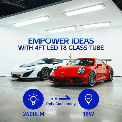 hykolity 20 Pack 3CCT 4FT LED T8 Hybrid Type A+B Light Tube, 18W, 4000K/5000K/6500K Selectable, Plug & Play or Ballast Bypass, Single or Double End Powered, 2300lm, T8 T10 T12, 120-277V, UL, FCC