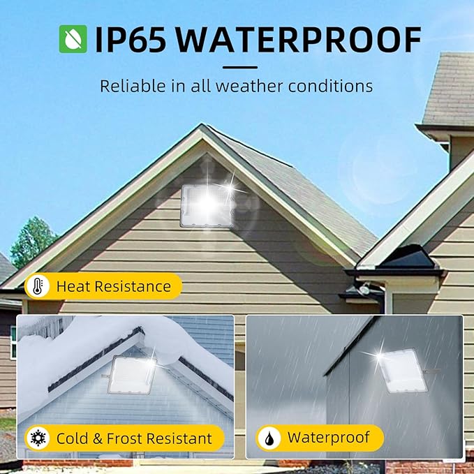 LED Flood Light 150W Equivalent – 120W Plug-in Security Light with US Cord, 6500K Daylight, IP65 Waterproof, Flicker-Free Wide Beam for Garage, Yard, Driveway, Exterior Walls