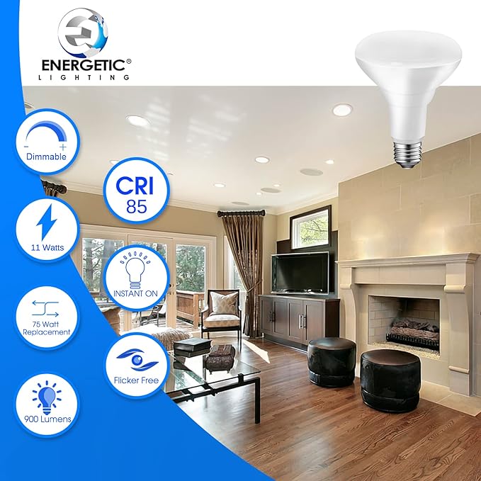 Energetic 12-Pack BR30 LED Recessed Light Bulb, 11W=75W, 2700K Soft White, 900LM, Dimmable Ceiling Flood Light Bulb for Cans, CRI85+