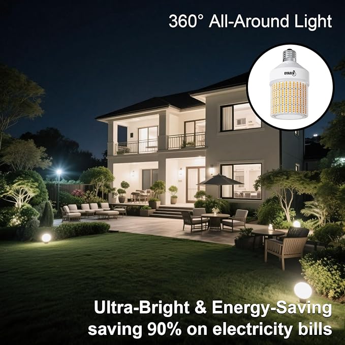 70W LED Corn Light Bulb, 700W Equivalent 9100LM, 3000K Warm White, Waterproof & 90% Energy Saving, E26/E39 Base Outdoor Light Bulbs for Garage, Factory, Shop (2-Pack)