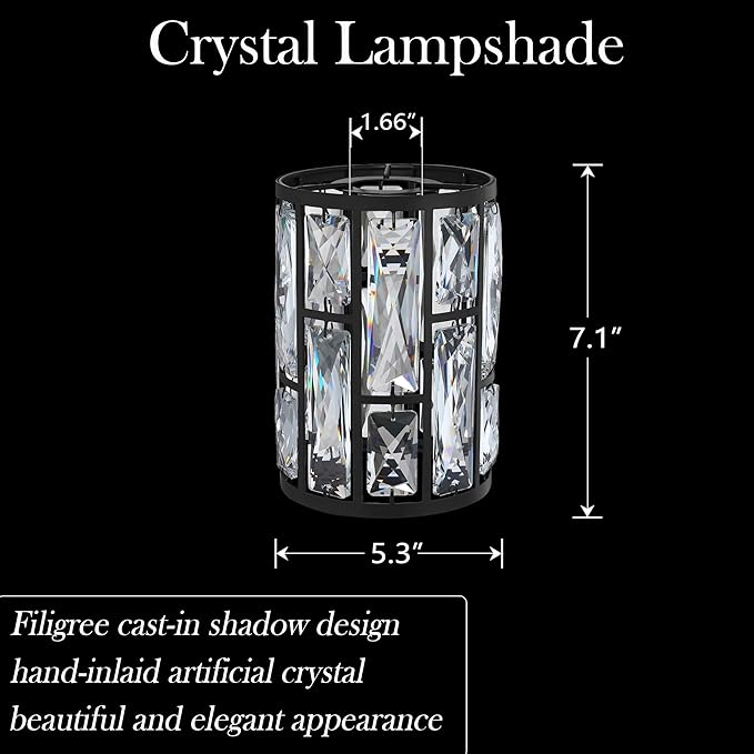 Doraimi Lighting 4 Pack Crystal Metal Pendant Ceiling Chandelier Wall Sconce Lamp Replacement Covers Shade Fixture Black Finish,1.66" Fitter Size,7.1" high*5.3" Diameter