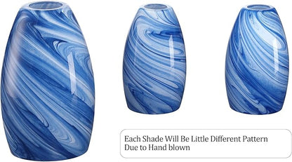 Glass Pendant Lamp Shade 4.72" Dark Blue Marble Art Glass Chandeliers Shade Mini Oval Light Shade Replacement Lamp Shade Only Light Fixtures for Kitchen Island 1-Pack