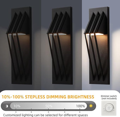 Hyunbae Outdoor Wall Sconce,17.7inch Modern Exterior Lighting Fixture Waterproof, 10W Dimmable LED Outdoor Porch Lights for House Garage Patio, Black, 3000K