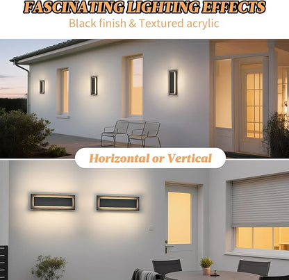 4 Packs Modern Exterior Lighting Fixtures, Black LED Outdoor Porch Wall Light, 16 in Long Outside Lights for House, Front Door, Patio, Waterproof Outdoor Sconce Lights, 3000K Warm White 12W